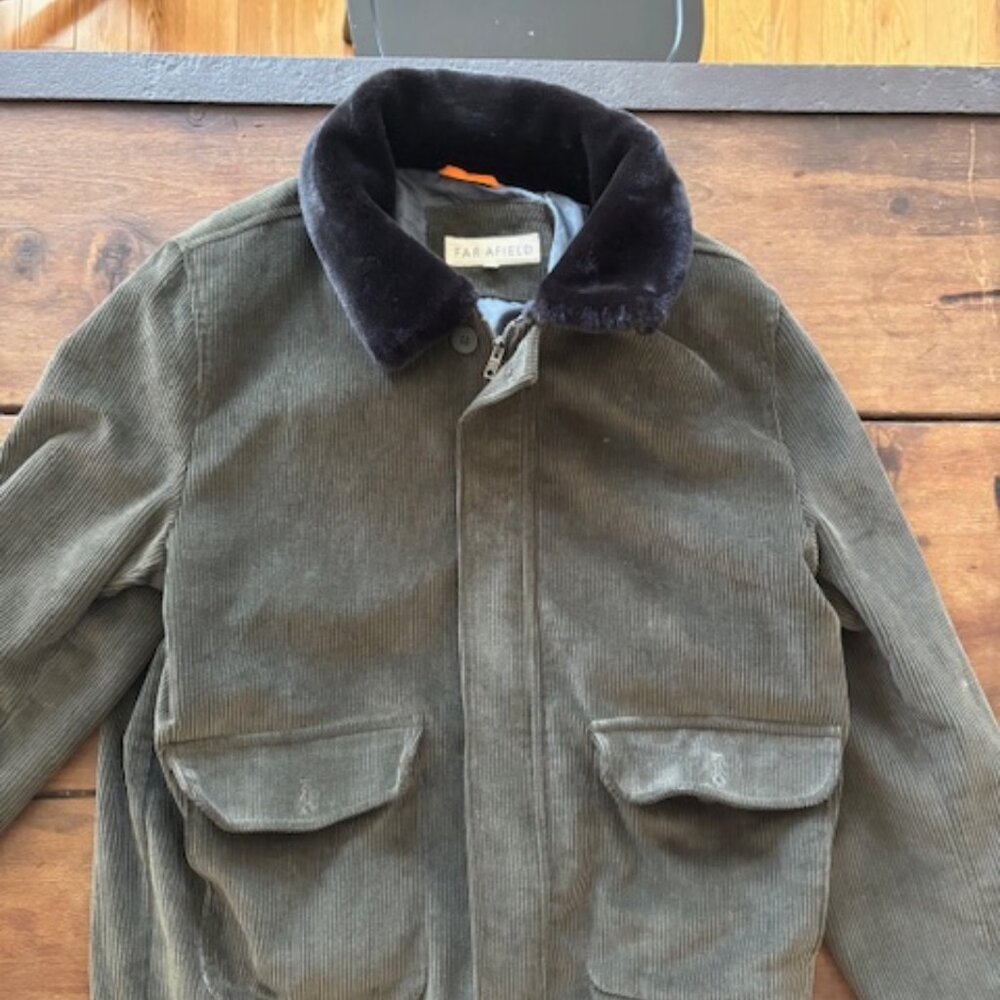 Far Afield Grey Corduroy Bomber XL